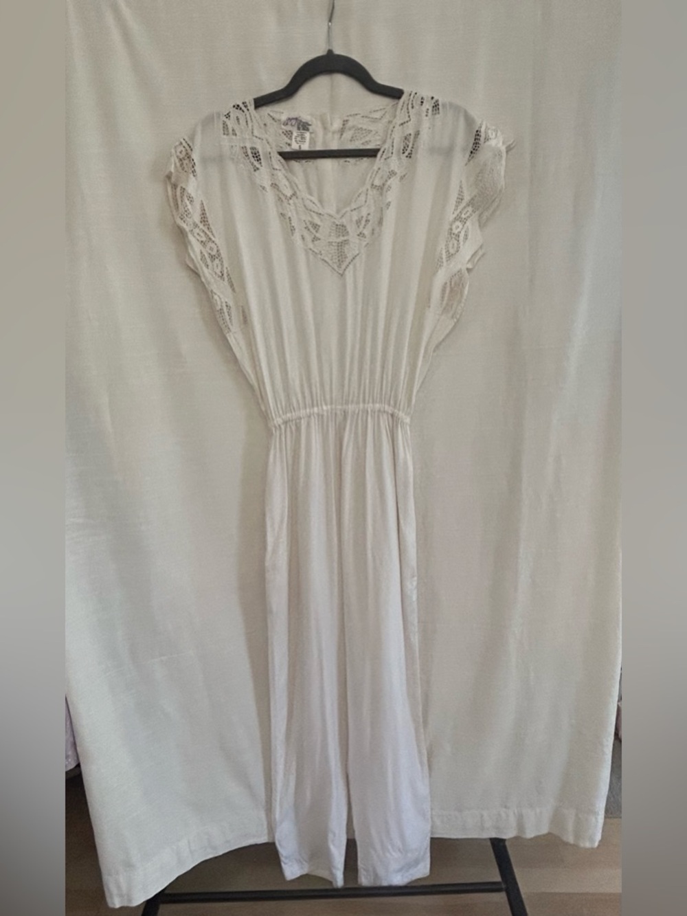 Vintage‎ Pier 1 Gypsy White Lightweight Boho Festival Lace Jumpsuit